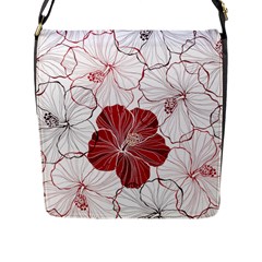 Red Hibiscus Flowers Art Flap Closure Messenger Bag (l) by Jancukart