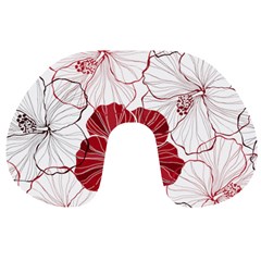 Red Hibiscus Flowers Art Travel Neck Pillow