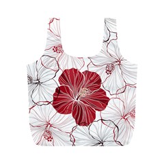 Red Hibiscus Flowers Art Full Print Recycle Bag (m) by Jancukart