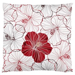 Red Hibiscus Flowers Art Standard Premium Plush Fleece Cushion Case (two Sides) by Jancukart