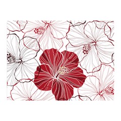 Red Hibiscus Flowers Art Premium Plush Fleece Blanket (mini)