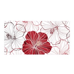 Red Hibiscus Flowers Art Satin Wrap 35  X 70  by Jancukart