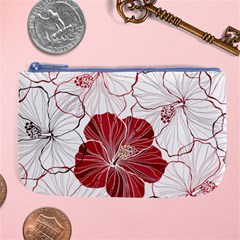 Red Hibiscus Flowers Art Large Coin Purse