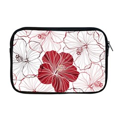 Red Hibiscus Flowers Art Apple Macbook Pro 17  Zipper Case by Jancukart