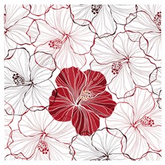 Red Hibiscus Flowers Art Wooden Puzzle Square