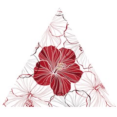 Red Hibiscus Flowers Art Wooden Puzzle Triangle by Jancukart