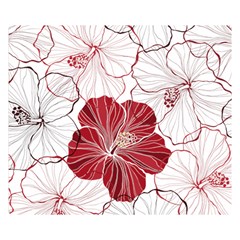 Red Hibiscus Flowers Art One Side Premium Plush Fleece Blanket (small) by Jancukart