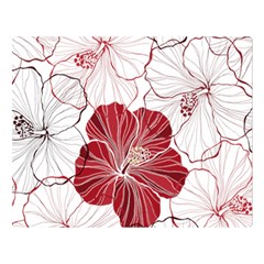 Red Hibiscus Flowers Art One Side Premium Plush Fleece Blanket (large)