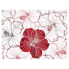 Red Hibiscus Flowers Art One Side Premium Plush Fleece Blanket (extra Small) by Jancukart