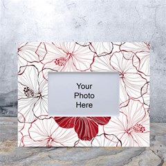 Red Hibiscus Flowers Art White Tabletop Photo Frame 4 x6  by Jancukart