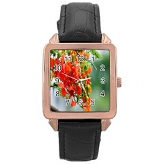 Gathering Sping Flowers  Rose Gold Leather Watch  by artworkshop