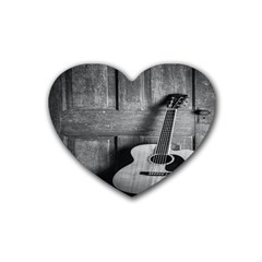 Acoustic Guitar Rubber Heart Coaster (4 Pack) by artworkshop