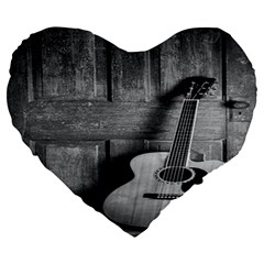 Acoustic Guitar Large 19  Premium Heart Shape Cushions by artworkshop