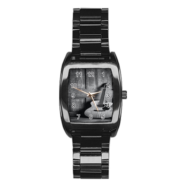 Acoustic Guitar Stainless Steel Barrel Watch