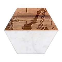 Acoustic Guitar Marble Wood Coaster (hexagon) 