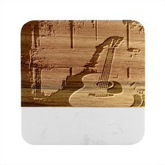 Acoustic Guitar Marble Wood Coaster (square)