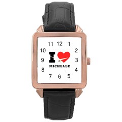 I Love Michelle Rose Gold Leather Watch  by ilovewhateva