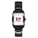 I love carol Stainless Steel Barrel Watch Front