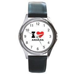 I Love Amanda Round Metal Watch by ilovewhateva