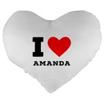 I love amanda Large 19  Premium Flano Heart Shape Cushions Back