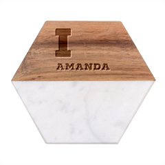 I Love Amanda Marble Wood Coaster (hexagon)  by ilovewhateva