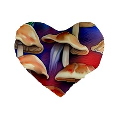 Mushroom Standard 16  Premium Heart Shape Cushions by GardenOfOphir