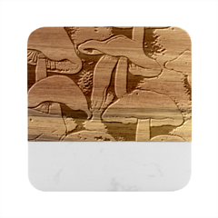 Mushroom Marble Wood Coaster (square)