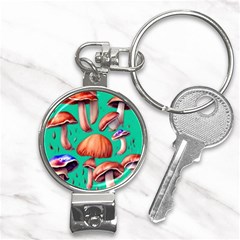 Mushroom Forest Nail Clippers Key Chain by GardenOfOphir