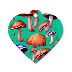 Mushroom Forest Dog Tag Heart (two Sides) by GardenOfOphir