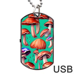 Mushroom Forest Dog Tag Usb Flash (one Side) by GardenOfOphir