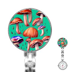 Mushroom Forest Stainless Steel Nurses Watch by GardenOfOphir