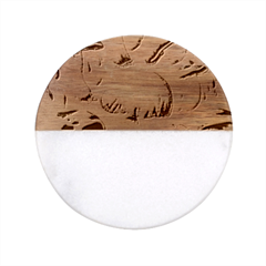 Mushroom Forest Classic Marble Wood Coaster (round) 