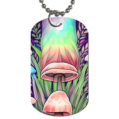 Tiny Forest Mushrooms Dog Tag (one Side) by GardenOfOphir