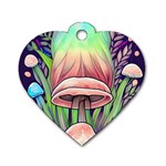 Tiny Forest Mushrooms Dog Tag Heart (One Side) Front