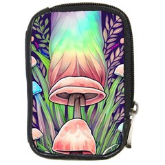 Tiny Forest Mushrooms Compact Camera Leather Case by GardenOfOphir