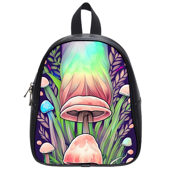 Tiny Forest Mushrooms School Bag (Small)