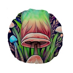 Tiny Forest Mushrooms Standard 15  Premium Round Cushions by GardenOfOphir