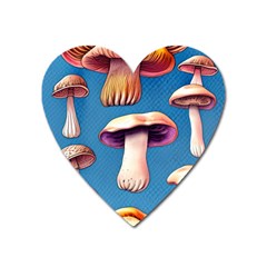 Cozy Forest Mushrooms Heart Magnet by GardenOfOphir