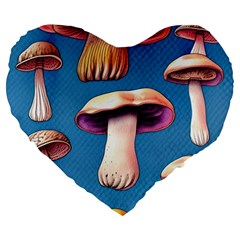 Cozy Forest Mushrooms Large 19  Premium Heart Shape Cushions by GardenOfOphir