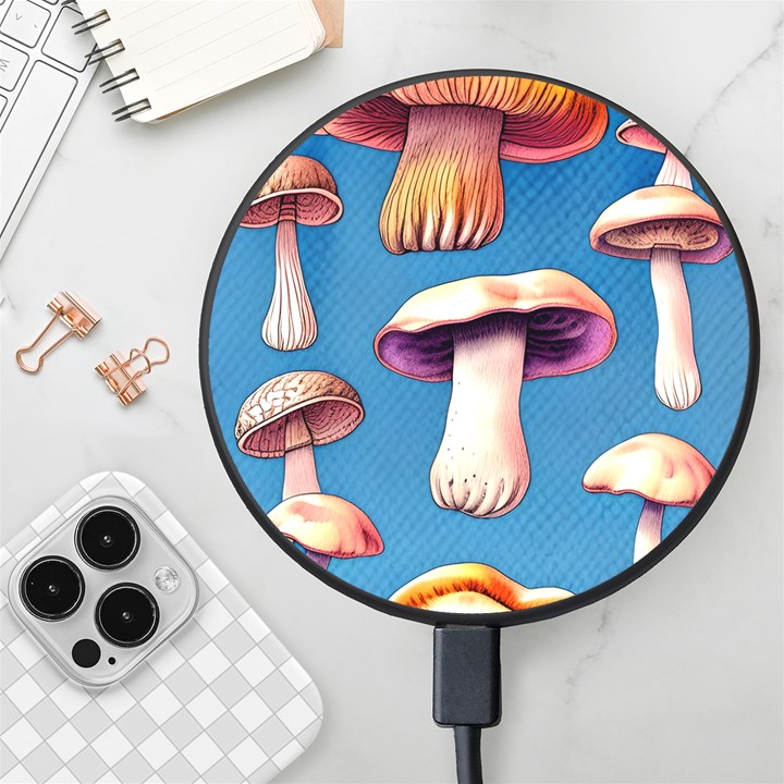 Cozy Forest Mushrooms Wireless Fast Charger(Black)