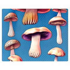 Cozy Forest Mushrooms One Side Premium Plush Fleece Blanket (medium) by GardenOfOphir