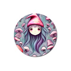 Witchy Mushroom Forest Magnet 3  (round) by GardenOfOphir