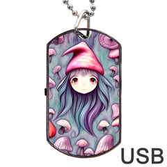 Witchy Mushroom Forest Dog Tag Usb Flash (one Side) by GardenOfOphir