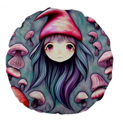 Witchy Mushroom Forest Large 18  Premium Round Cushions by GardenOfOphir