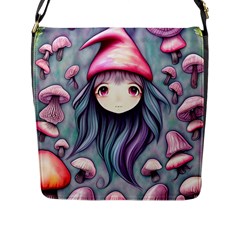 Witchy Mushroom Forest Flap Closure Messenger Bag (l) by GardenOfOphir