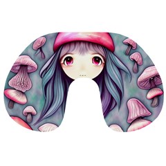 Witchy Mushroom Forest Travel Neck Pillow by GardenOfOphir