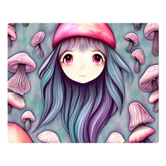 Witchy Mushroom Forest One Side Premium Plush Fleece Blanket (large)