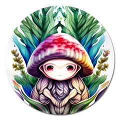 Fantasy Mushroom Forest Magnet 5  (round) by GardenOfOphir