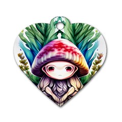 Fantasy Mushroom Forest Dog Tag Heart (one Side) by GardenOfOphir