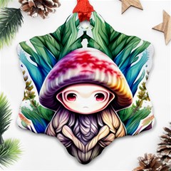 Fantasy Mushroom Forest Snowflake Ornament (two Sides) by GardenOfOphir